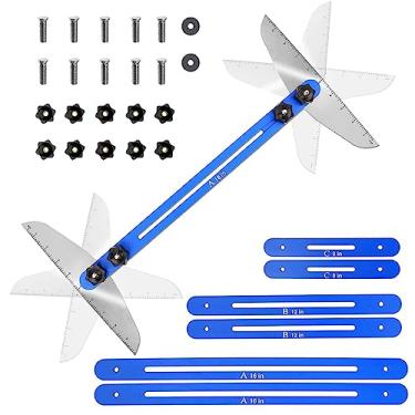 Imagem de Ferramenta de modelo de medidor de escada – gabarito de escada, ferramenta de medição de escada, ferramenta de escriba de prateleira para escadas, elevadores, prateleira e drywall de corte, 30 a 152 cm (azul)