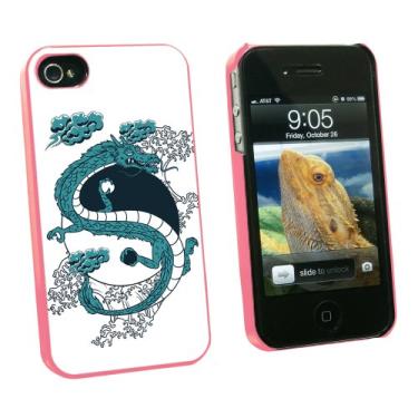 Imagem de Graphics and More Yin e Yang Dragão Chinês - Capa protetora rígida de encaixe para Apple iPhone 4 4S - Rosa - Estojo de transporte - Embalagem não varejo - Rosa