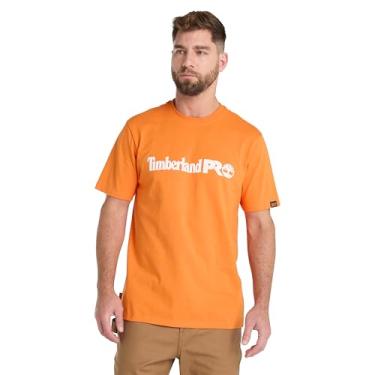 Imagem de Timberland PRO Camiseta masculina de manga curta com logotipo linear Core Laranja, P
