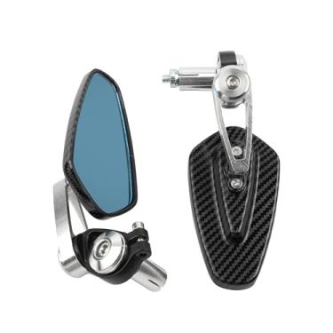 Imagem de ABCERRSI Espelho retrovisor de motocicleta, fibra de carbono 7/20.3 cm 22 mm espelho de guidão espelhos dobráveis para a maioria das motocicletas Street Bike Scooter Cruiser (prata)
