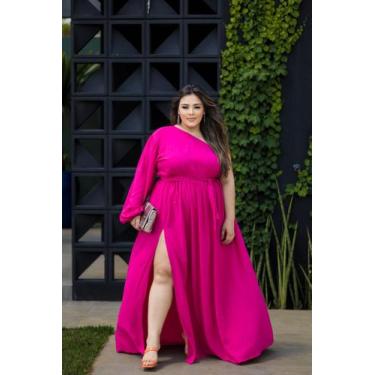 Imagem de Vestido plus size feminino madrinha casamento convidada manga única gg