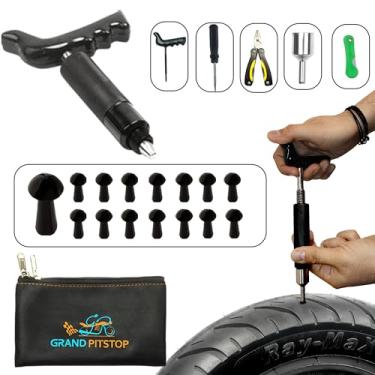 Imagem de GRAND PITSTOP Kit de reparo de perfuração de pneu de 22 peças com alicate dobrável multifuncional compatível com carro, motocicleta, caminhão, ARB, ATV, trator, trailer, SUV, trailer (15 plugues de