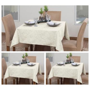 Imagem de Kit 3 Toalhas De Mesa Quadrada Sala Jantar Jacquard 4 Lugares - Actual