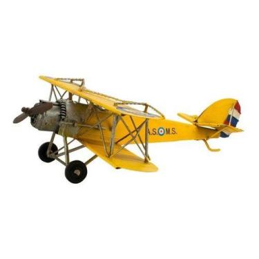 Imagem de Avião Amarelo Decorativo De Hélice Estilo Retrô Vintage 29cm - Skin Za