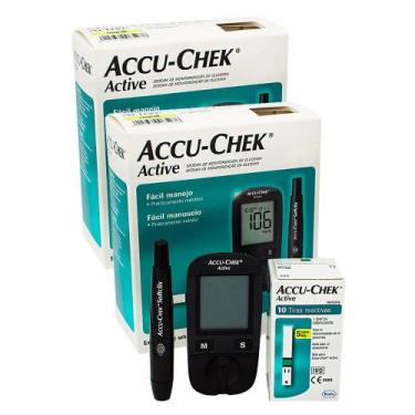 Imagem de Kit 2 Accu-Chek Active Kit Monitor de Glicemia com 1 Monitor + 10 Tira