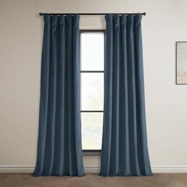 Imagem de HPD Half Price Drapes Cortinas de veludo de pelúcia Heritage para quarto e sala de estar 50 X 96, VPYC-161258-96 (1 painel) London Blue