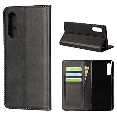 Imagem de ShunJieTech Capa para LG Velvet L-52A, para LG Velvet 5G Couro Padrão de Couro Magnético Livro Carteira Suporte Capa Flip com Slots de Cartão/Dinheiro Compatível com LG Velvet 5G (17.3 cm) - Preto