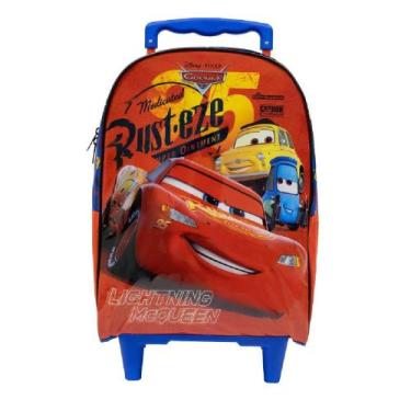 Imagem de Mochila Escolar De Rodinha Disney Carros Vermelha - Xeryus