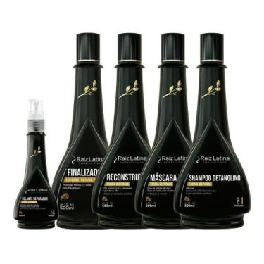 Imagem de Kit Escova Acetinada Completo Raiz Latina Hidratação Profissional Salã
