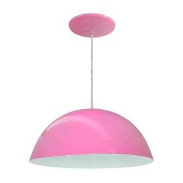 Imagem de Luminária Pendente Meia Lua 34cm Com Interior Branco Brilho Com Fiação