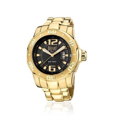 Imagem de Relógio Pulso Everlast Masculino Aço Calendário E662, Dourado