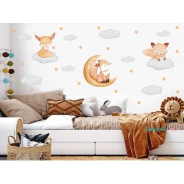 Imagem de Adesivo De Parede Raposas Aquareladas - senhorita decor