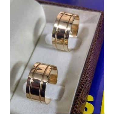 Imagem de Par Alianças Casamento Ouro 18 Kilates 10 Gramas 8 mm Maciço