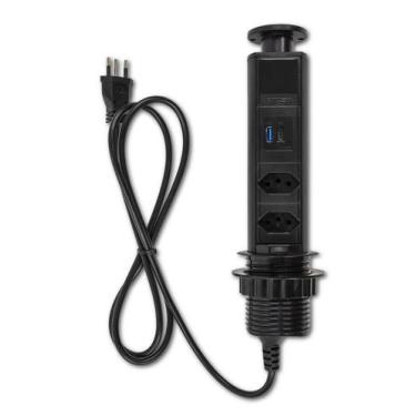Imagem de Torre De Tomada Preto Usb Tipo C + A Turbo + 2 Elétrica 10A - QTMOV