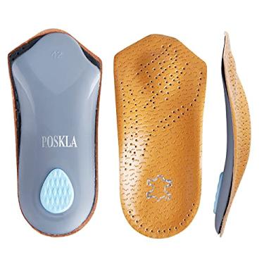 Imagem de Inserções ortopédicas de 3/4 de comprimento para suporte de pé inteiro, suporte de fascite meio plantar com almofada meta-tarsal, palmilha de couro leve, suporta abóbada longitudinal e plantar,