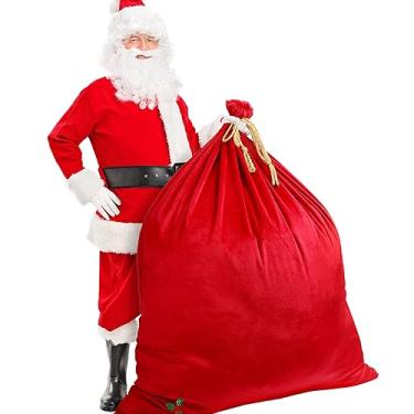 Imagem de Eccliy Sacos Jumbo de Natal de Papai Noel de 56 X 36" Gigante de Veludo Vermelho Saco de Presente de Papai Noel com Cordão Saco Extra Grande de Natal de Papai Noel para Presentes de Festa de Natal Emb