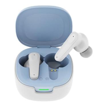 Imagem de BaotyJie Traduzindo fones de ouvido BT 5.4 Fones de ouvido convenientes, leves, longo tempo de uso para reuniões de trabalho, viagens, fones de ouvido, Branco E Azul