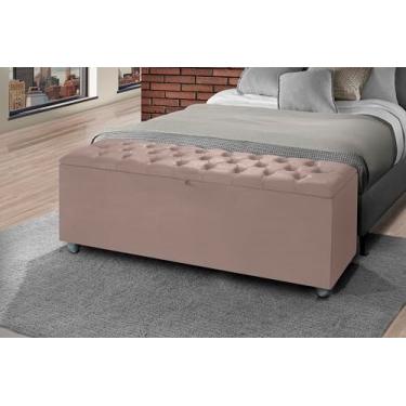 Imagem de Baú Divã Sara Recamie Capitonê 150cm Para Quarto Cama Queen (ROSE)