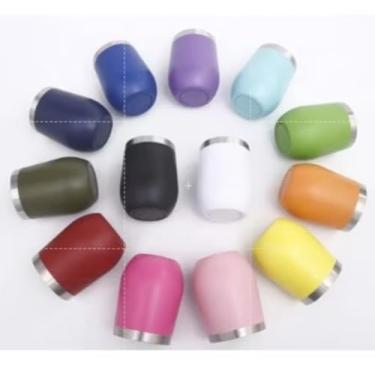 Imagem de Copo Térmico Tipo Cuia 350 ml com tampa hermética anti vazamento aço inox sortidos. Pode informar a cor por mensagem após fazer pedido.