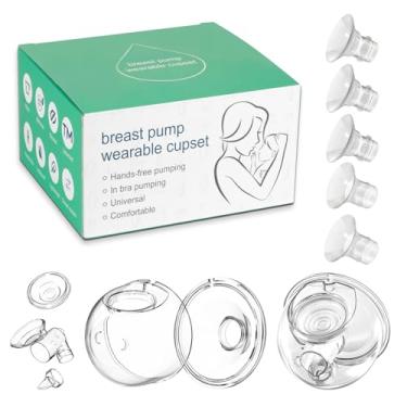 Imagem de PDFans Peças de Bomba Tira Leite Vestíveis, Copo Coletor de Leite, Flange de 24 Mm Compatível com Peças de Reposição de Bomba Momcozy/Tsrete S9/S12, Inserções de Flange Extras de 5 Peças