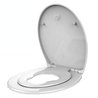 Imagem de Assento sanitário universal estilo O, tampa de vaso sanitário com ureia-formaldeído, montado na parte superior, fácil de instalar, assento sanitário para uso adulto e infantil, A-40,8-45,4 cm * 37,1