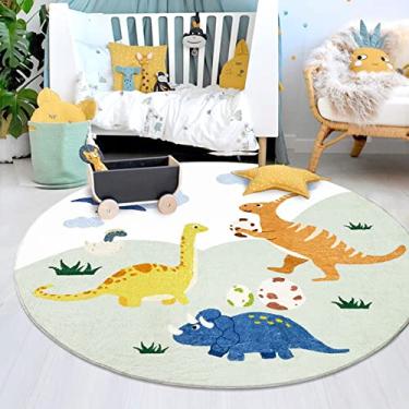 Imagem de Abeigoi Tapete infantil de dinossauro – Tapete redondo de animais de 1,8 m, tapete macio para quarto de dinossauro para meninos e meninas, antiderrapante, lavável, decoração de berçário de sala de