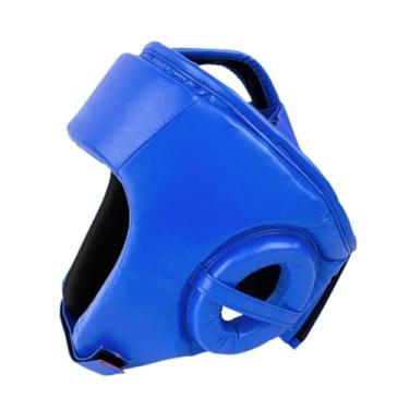 Imagem de Deevoka Capacete de boxe Equipamento de proteção Ventilado PU Couro EVA Forro Proteção total Testa e proteção de ouvido para Sanda Karate, Azul