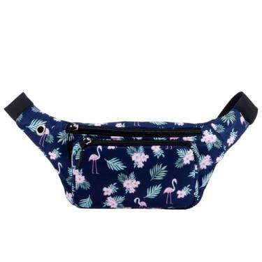 Imagem de XEYOU Mochila unissex para corrida com fivelas ajustáveis, bolsa de cintura leve para esportes, caminhadas, passeios, pochete com cães, pode guardar passaporte, dinheiro, celular, Flamingos rosa