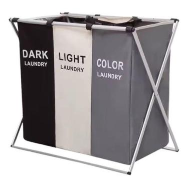 Imagem de Cesto De Roupa Suja Organizador 3 Compartimentos Dobravel - Inboxmobil