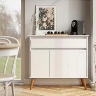 Imagem de Aparador Buffet Bar Cantinho do Café Retrô Zeus Com Pés em Madeira Bra