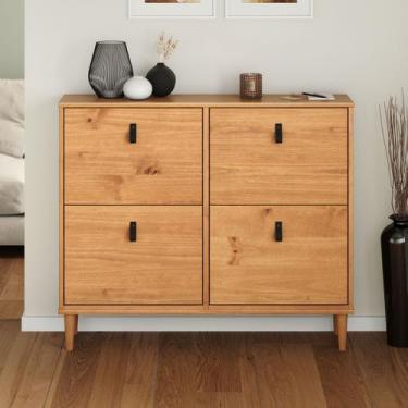 Imagem de Sapateira Horizontal Madeira Multiuso 4 Portas Mikka Rústico - IDIMEX