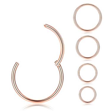 Imagem de MILACOLATO 5 peças 18G 20G Anéis de nariz para mulheres homens G23 anéis de nariz de titânio 16G anéis de septo Clicker brincos de cartilagem Daith Helix Brincos de argola Tragus Conch Piercing Joia Preto/Ouro Rosa/Prata/Ouro Anel de nariz 6-10 mm, Metal, Zircônia cúbica