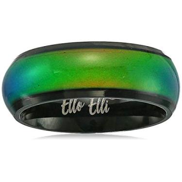 Imagem de Ello Elli Anel de 8 mm de ajuste confortável de aço inoxidável, cor que muda de humor, prateado/tom preto Preto