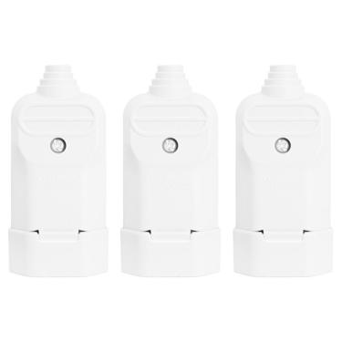 Imagem de 3 Tomada Plug Fêmea Prensa Cabo 2 Pinos Finos 10A Branca