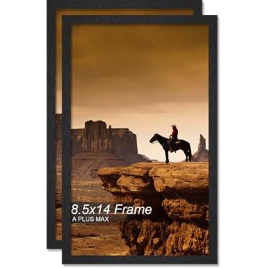 Imagem de A PLUS MAX Conjunto de 2 porta-retratos de 21,5 x 35,5 cm, moldura preta de madeira projetada para foto de 21,5 x 35,5 cm, leve 21,5 x 35,5 cm com grão de madeira para parede - 2 unidades/preto/21,5 x
