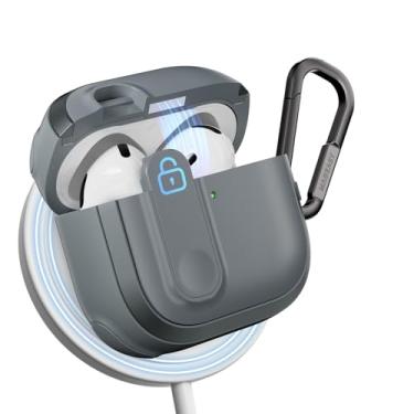 Imagem de MAGEASY Capa projetada para AirPods 4 – Capa robusta para AirPods 4 com trava | Funciona com cabo e carregamento sem fio (apenas AirPods 4 com carregamento ANC sem fio) | Inclui mosquetão - Odyssey