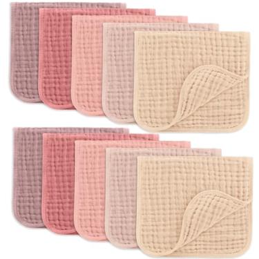 Imagem de Comfy Cubs Panos para arrotar de musselina 50,8 cm x 25,4 cm, pacote com 10 panos grandes, 6 camadas, ultra absorventes, 100% algodão para baba e bagunça, macios, seguros e delicados para bebês