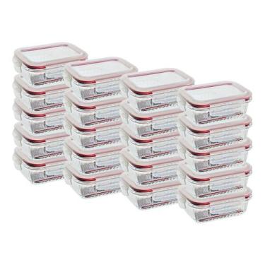 Imagem de Kit 20 Potes Tigela Hermeticos Tampa c/ 4 Travas Vidro Canelado - Belo