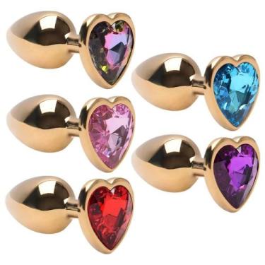 Imagem de Plug anal aço dourado coração - cores - SEXY IMPORT, AZUL CLARO
