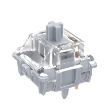 Imagem de Interruptores de teclado GATERON 0° Silenciosos Prateados, Trilho Duplo, Totalmente Silencioso, Prateado, 3 Camadas, 5 pinos, Linear DIY RGB Interruptor Mecânico Silencioso (10 peças)