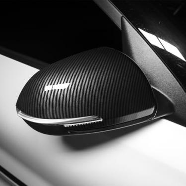 Imagem de CNAURDA Capa de espelho exterior de carro ABS de fibra de carbono lateral com acabamento de espelho retrovisor conjunto de tampa protetora acessórios capa protetora compatível com Kia Seltos
