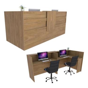 Imagem de Balcão Caixa em L 227cm Freijó Syncro - Premium Mod 1.1 - Marcenaria O