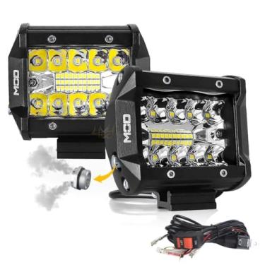Imagem de Par Farol Milha Led Automotivo Mod LEDs 60W 6500K Lente 8D Foco Spot e Flood 9,5cm Com Chicote Completo Moto