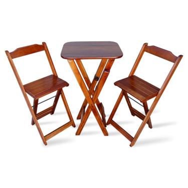 Imagem de Conjunto de Bistro com 2 Cadeiras Dobravel para Area Gourmet - Imbuia