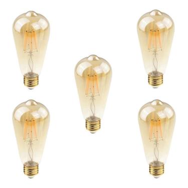 Imagem de Kit 5 Lampada Led Filamento Industrial Ambar 4W Vintage