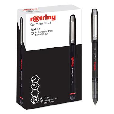 Imagem de rOtring Caneta Rollerball | Ponta de agulha (0,5 mm) Ponto de rolo para escrita precisa | Tinta preta | 12 unidades