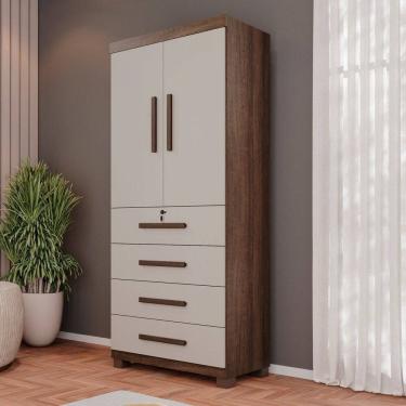 Imagem de Guarda-roupa 2 Portas 4 Gavetas Ilhéus Espresso Móveis Imbuia / Off White