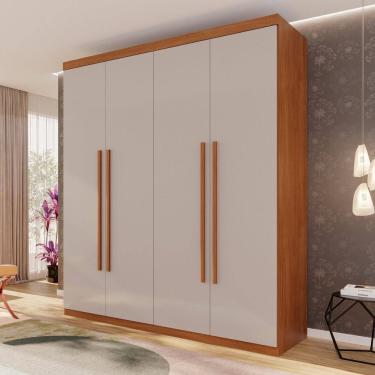Imagem de Guarda-roupa 4 Portas 3 Gavetas Fenix Espresso Móveis Cinamomo / Off White