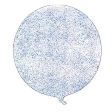 Imagem de Balão Bubble Transparente com Glitter Azul - 11" 26cm - 1 unidade - Pa