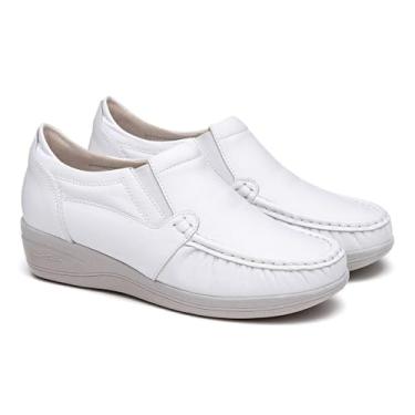 Imagem de Sapato Feminino Ortopédico em Couro Legítimo | Conforto e Elegância para Longas Caminhadas | Solado Anabela que Acomoda a Coluna | Leve, Macio e Confortável | Nº 34 ao 39 (BRANCO, BR, Adulto, Numérico, 38)